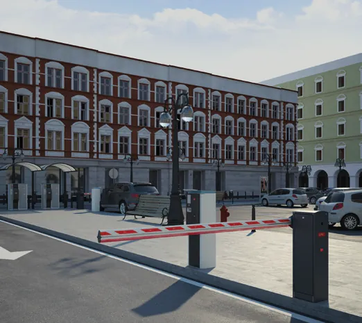 Sorompó egy parkoló behajtójánál